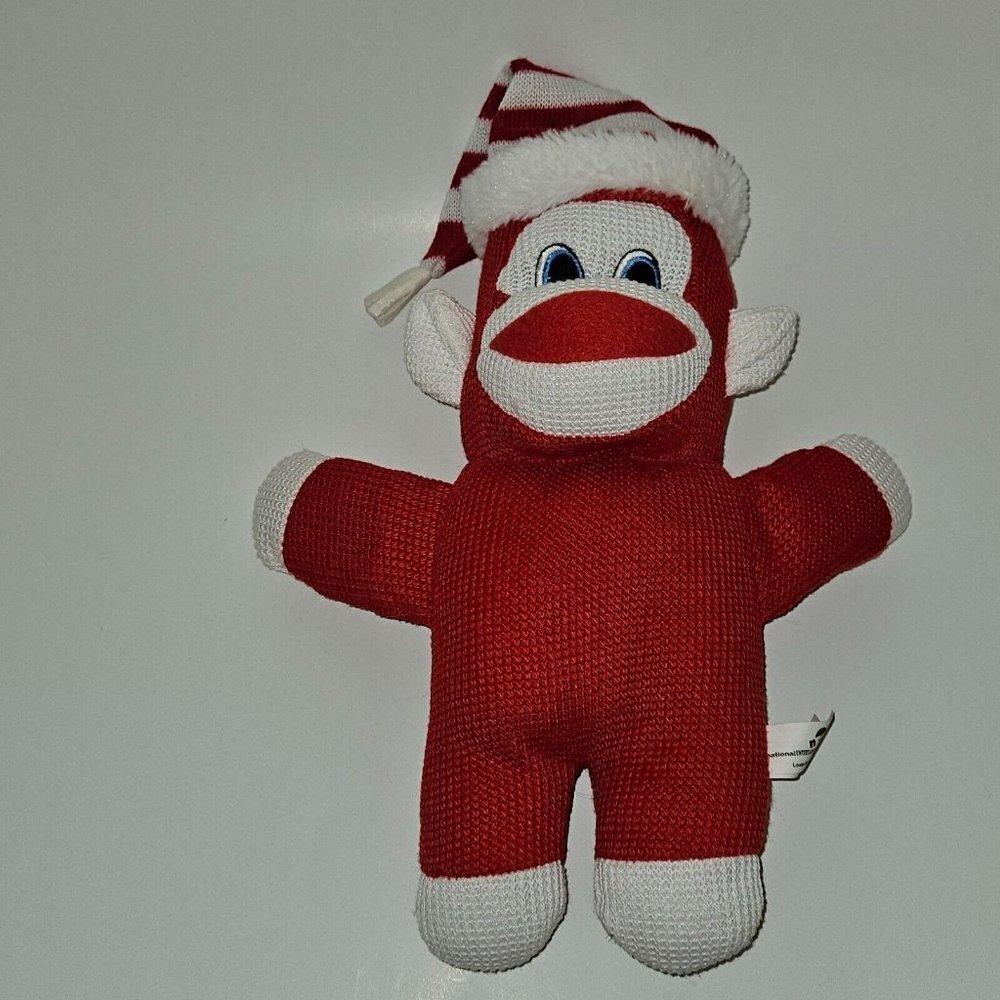 Red White Sock Monkey Plush 15" Waffle Weave Lovey Sewn Eyes Christmas NEN 2011